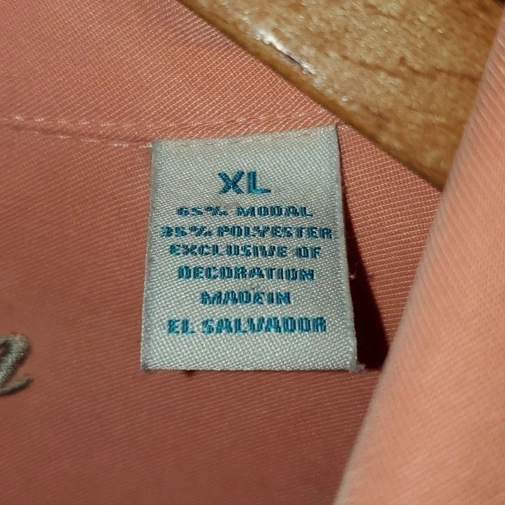 Caribbean Men's Button Up Shirt Size XL Salmon Peach Color - Picture 4 of 14
